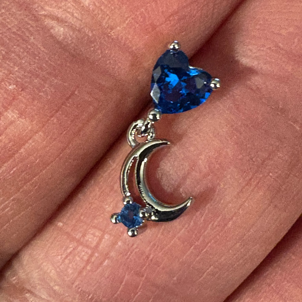Nose Ring- 20g Blue Nose Stud Blue Sapphire Like 20 G Stainless Steel